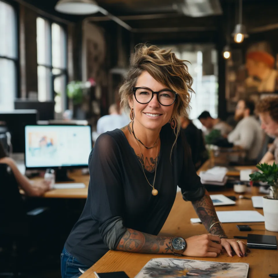 Mulher sorridente com ar tranquilo